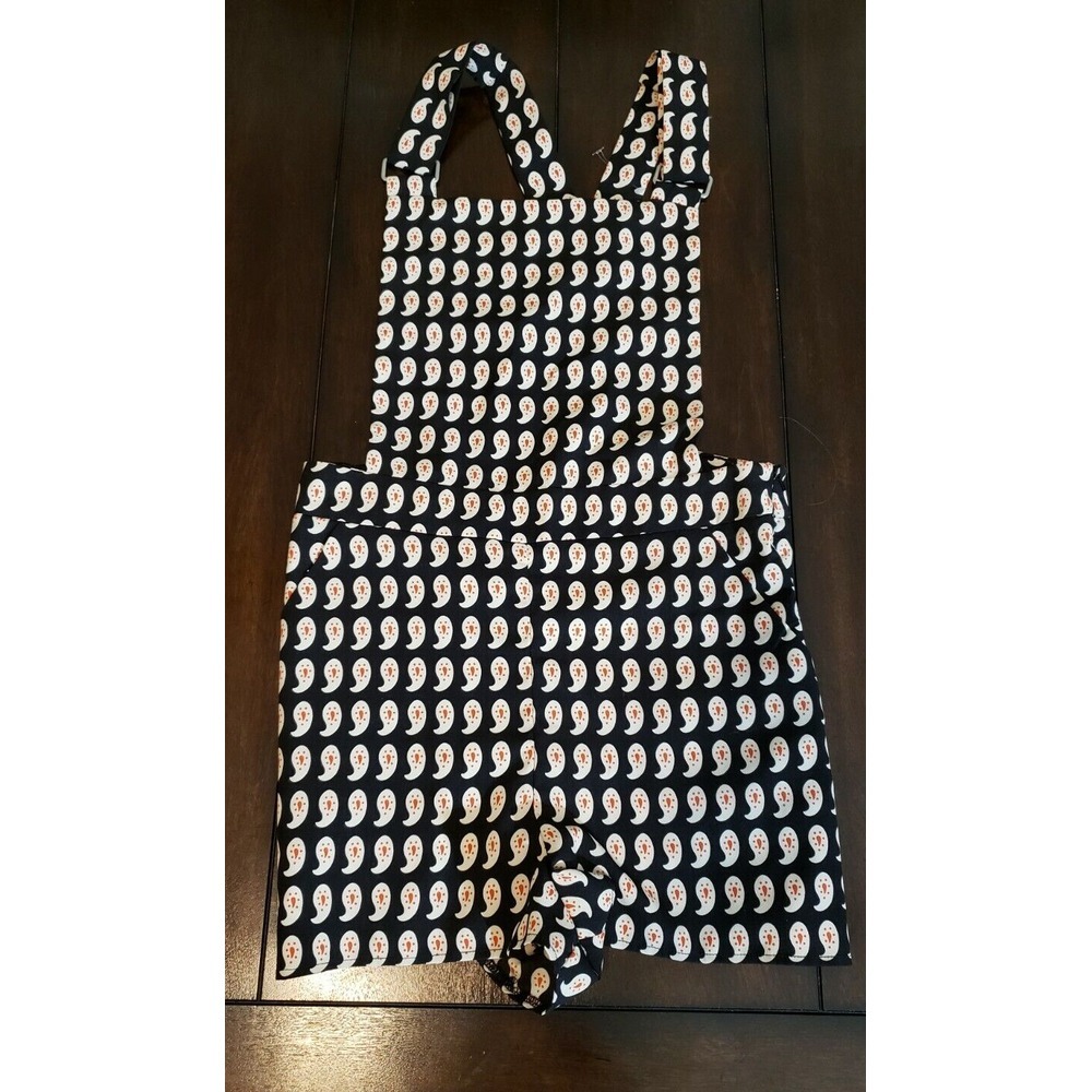 Women's Topshop Paisley Short Overalls Size 4 Silky Pockets Silver Hardware